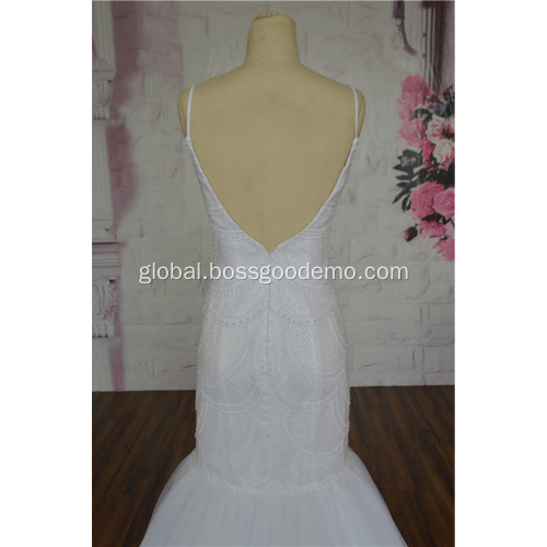 Ungrouped Cheap Price Pure Lace sleeveless mermaid Dress Wedding Dress Ball Gown Manufactory